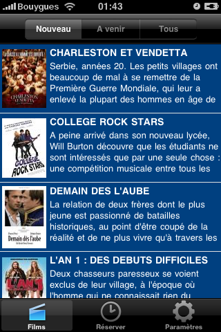 consultation des sorties de la semaine UGC depuis un iPhone
